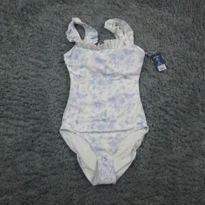 RuffleButts Swimsuit Womens Medium White Butterfly Ruffle One Piece UPF 50 NWT